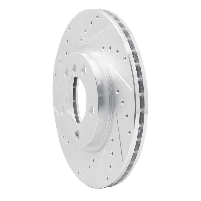 Mini Cooper Countryman Brake Rotor (1) - Front Left - R1 Concepts - Drilled & Slotted - Silver - `11-`16